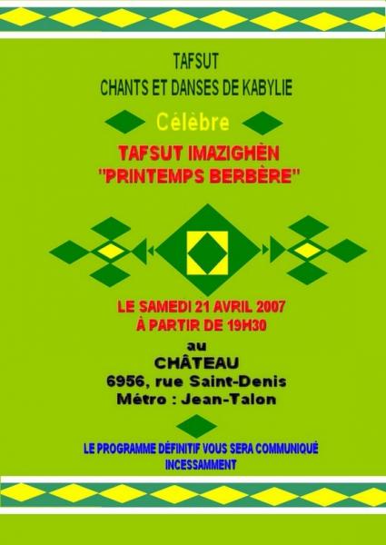 TAFSUT, Chants et danses de Kabylie c�l�bre le Printemps Berb�re