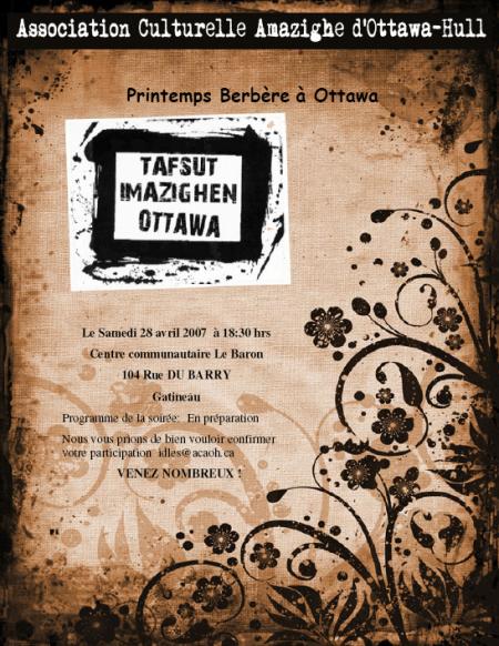 Le 28 Avril 2007 C�l�bration du Printemps Amazigh � Ottawa