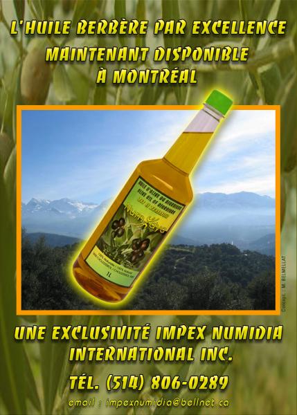L'huile berb�re par exellence maintenant disponible � Montr�al.