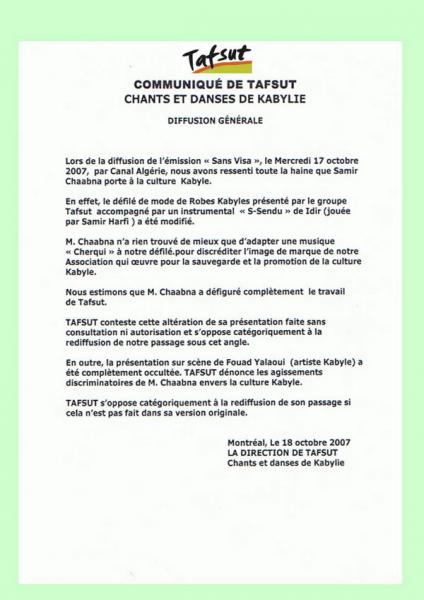 Communique de Tafsut